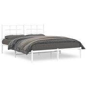 Letto matrimoniale | Letto per adulti | Giroletto con Testiera Metallo Bianco 150x200 cm