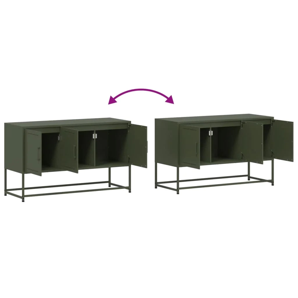 Mobile TV multimediale mensola TV credenza TV sala da pranzo soggiorno camera da letto verde oliva 100,5 x 39 x 60,5 cm acciaio verde 02_0028251