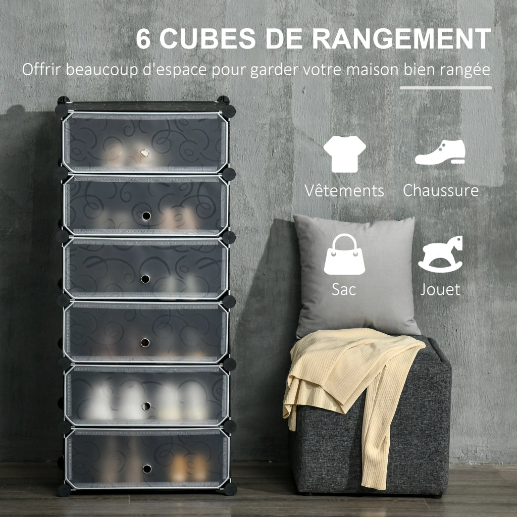 Scarpiera modulare 6 cubi impilabili ¨C zephmum ¨C nero
