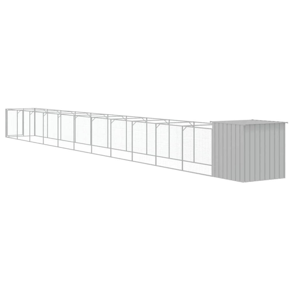 Cuccia per cani con cortile luminoso 110 x 1221 x 110 cm grigio 02_0043489