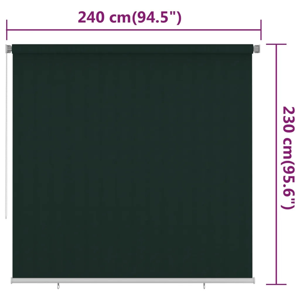 Tenda a Rullo per Esterni 240x230 cm Verde Scuro HDPE cod mxl 70252