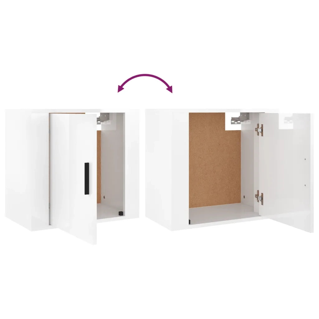 Comodini a Muro 2 pz Bianco Lucido 50x30x47 cm 816869