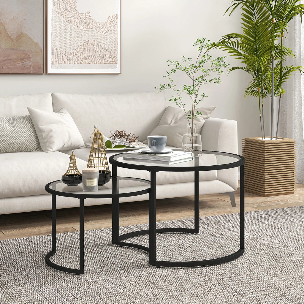 Tavolino da salotto ¨C zephmum ¨C nero, vetro, design industriale