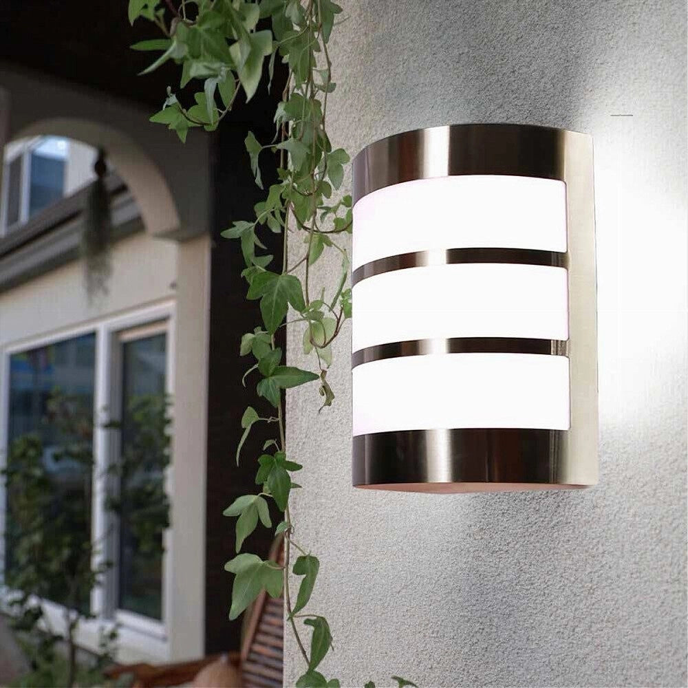 Trade Shop - Applique Da Esterno In Acciaio A Fasce Attacco E27 Lampada Da Parete Ip44 S250-a -