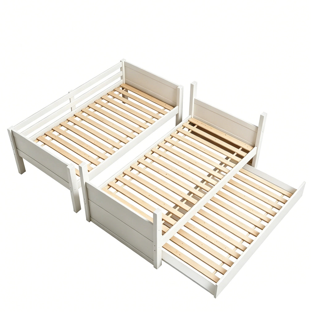Letto a castello 90x200 cm trasformabile con letto estraibile; spondina e scala bianco