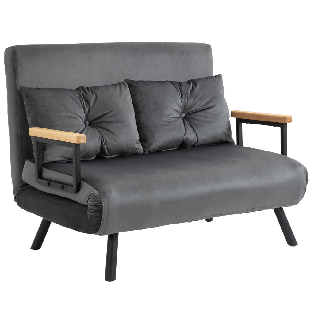 POLTRONA LETTO 102 x 73 x 81 cm Grigio scuro in tessuto con 2 cuscini