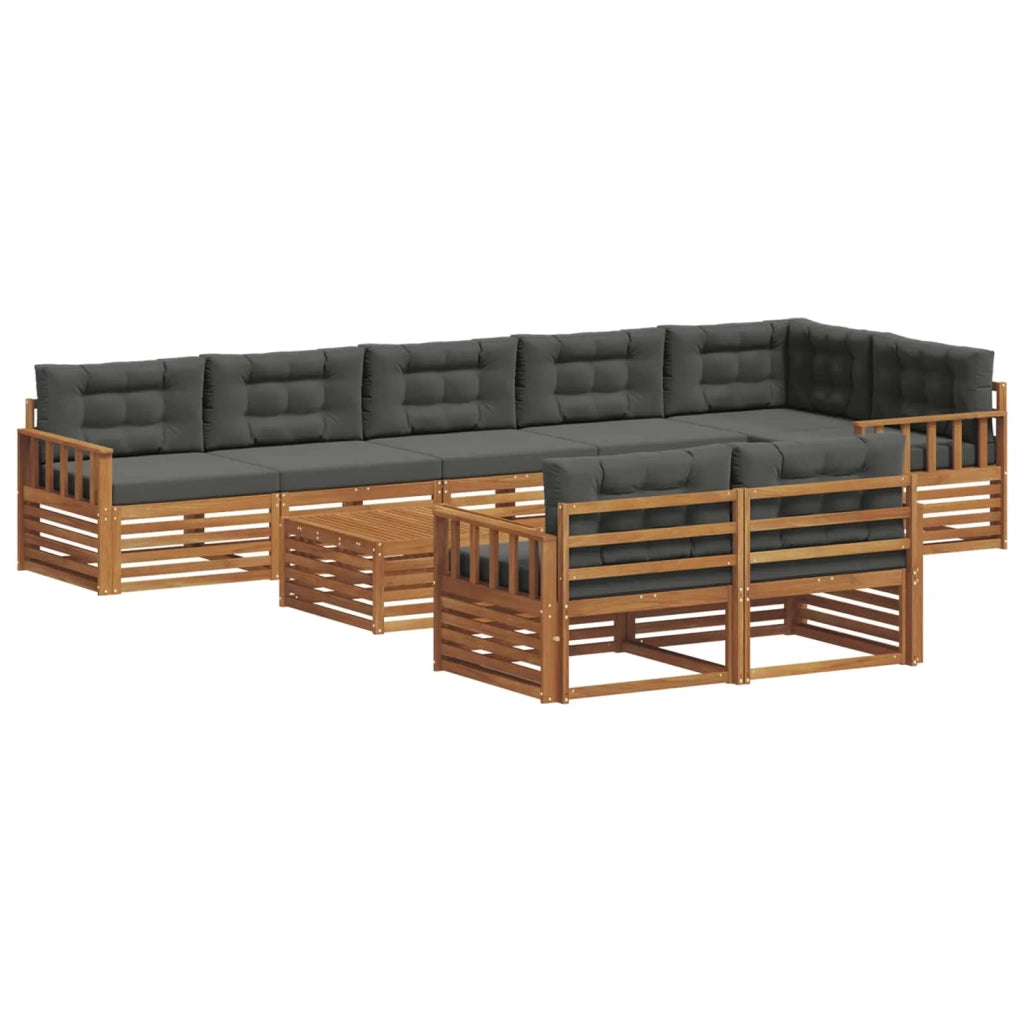 Set di divani da esterno con cuscino 9 pcs Naturale e Antracite 3373692