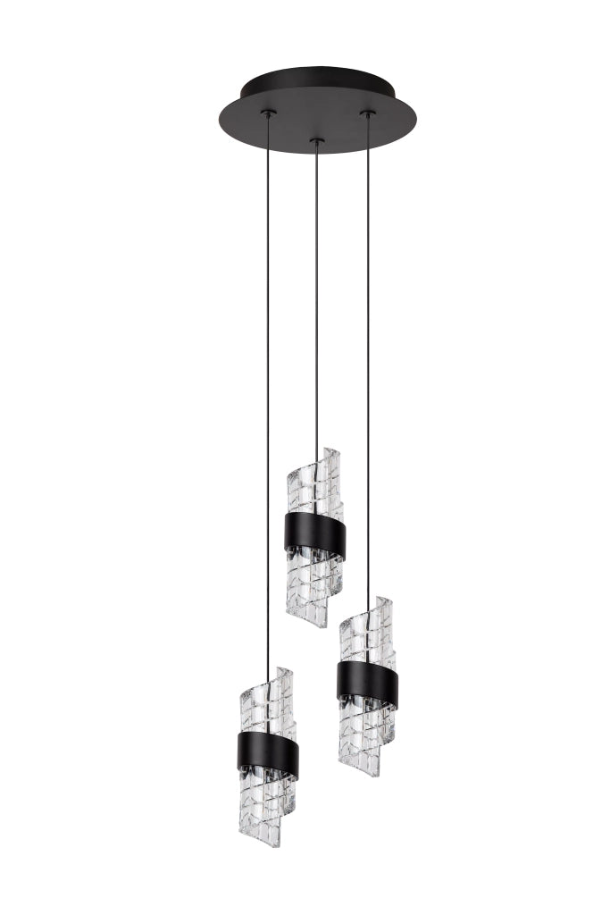 Lampada a sospensione Lucide Kligande LED tripla nera