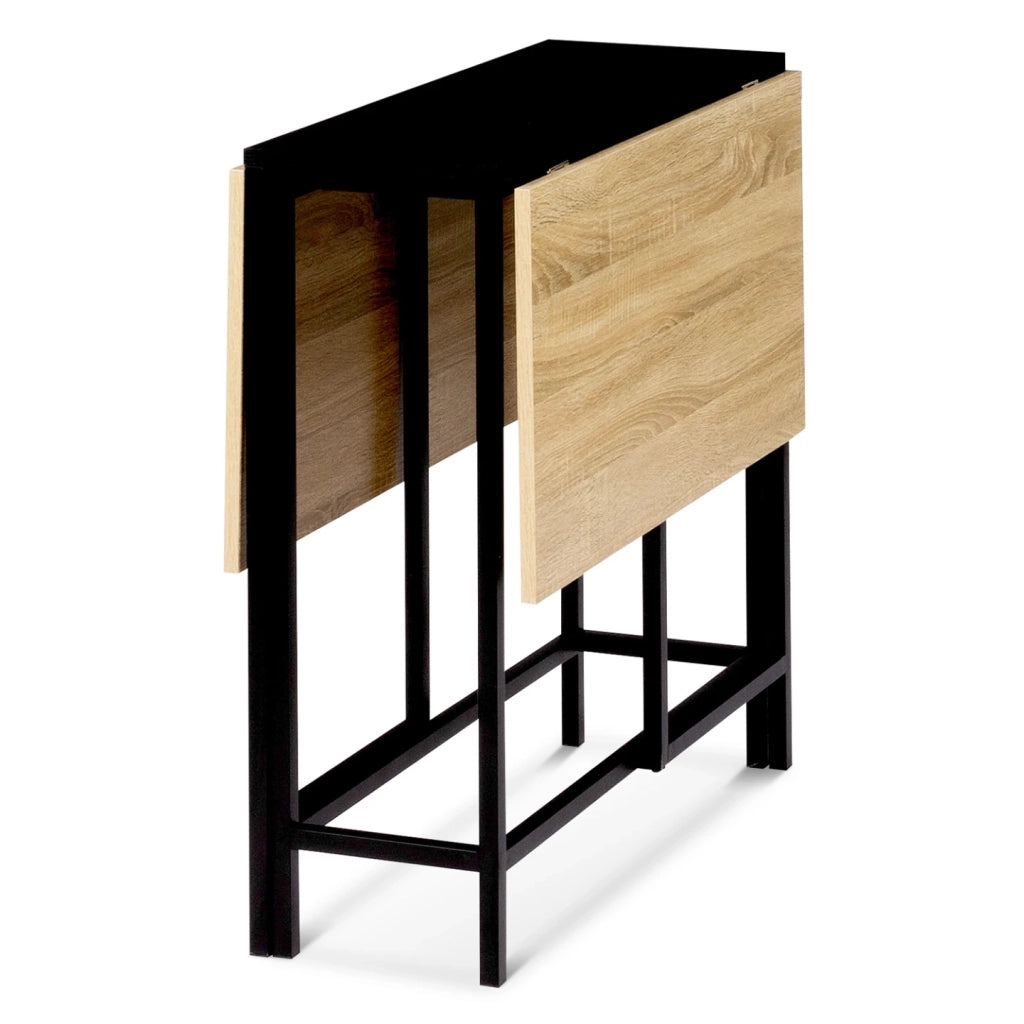 IDMarket - Tavolo consolle pieghevole 2-4 persone in faggio e nero design industriale EDI