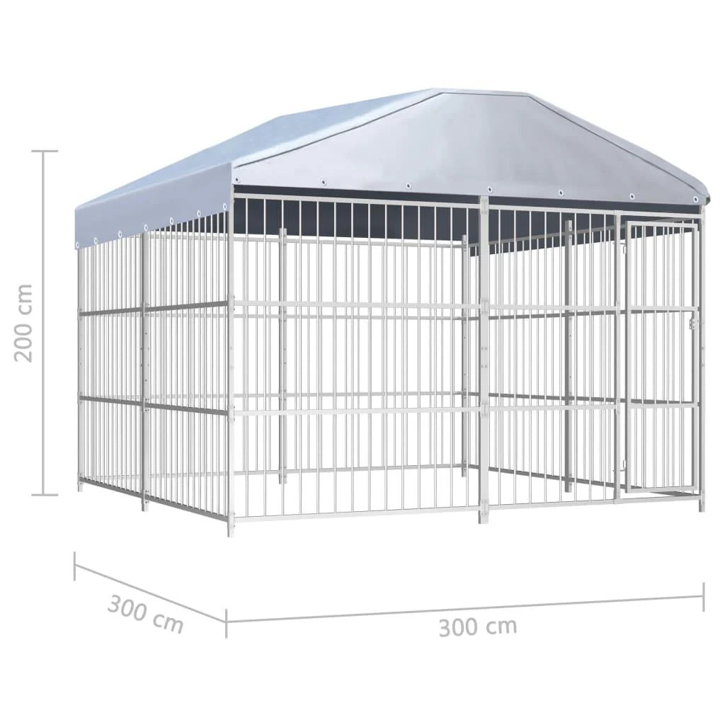 Gabbia/recinto per cani da esterno parco per animali con tettoia 300 x 300 x 200 cm 02_0000328