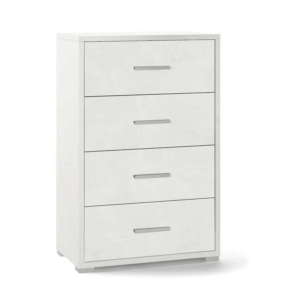 Cassettiera mobile 4 cassetti 71x41x110H cm in kit di montaggio colore Ossido bianco