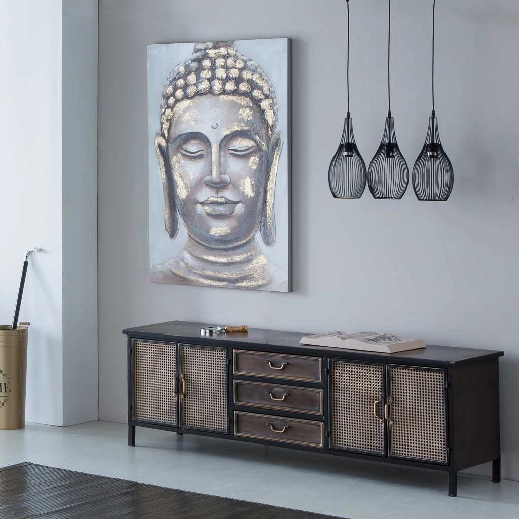 Quadro dipinto a mano con rilievo oro 80x120x3h