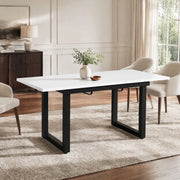 TAVOLO da pranzo allungabile 140/180x80x75 cm MDF Bianco/Nero stile industriale