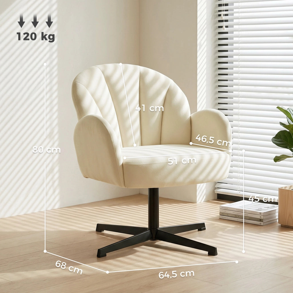 Poltrona girevole in velluto con cuscino a molle beige ¨C zephmum ¨C 90x90x90