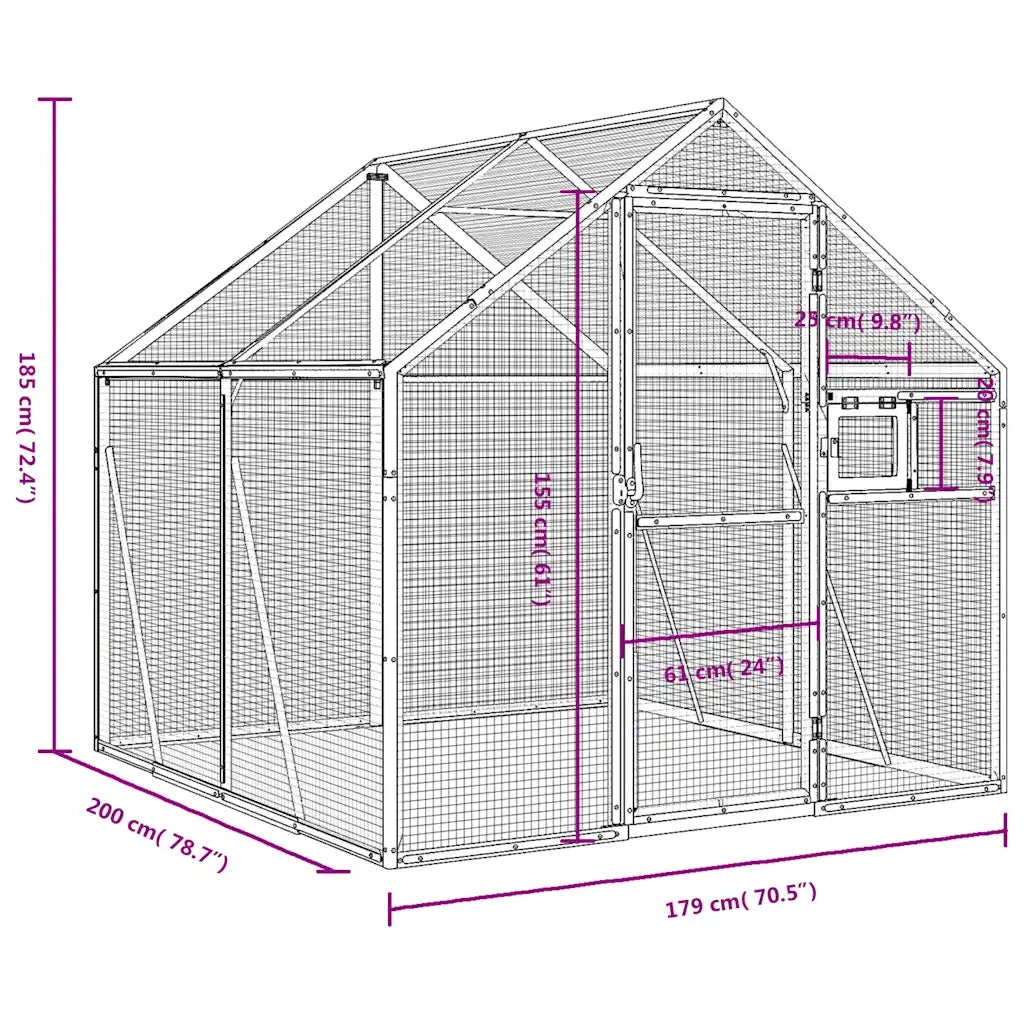 Voliera Antracite 1,79x2x1,85 m in Alluminio CFW8700782