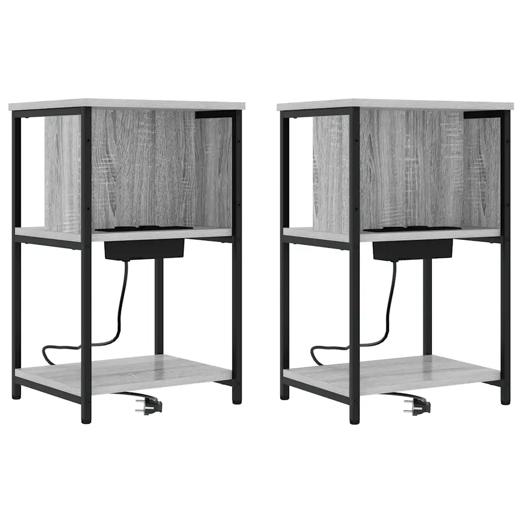 Set di 2 Comodini | Armadio da Notte | Mobiletto da notte Grigio Sonoma 38 x 31 x 61 cm