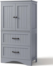 Armadietto da Cucina, Mobile bagno con 2 Cassetti, con Ripiani Regolabili, per Bagno, Soggiorno and Cucina, 60×30×110 cm,Grigio