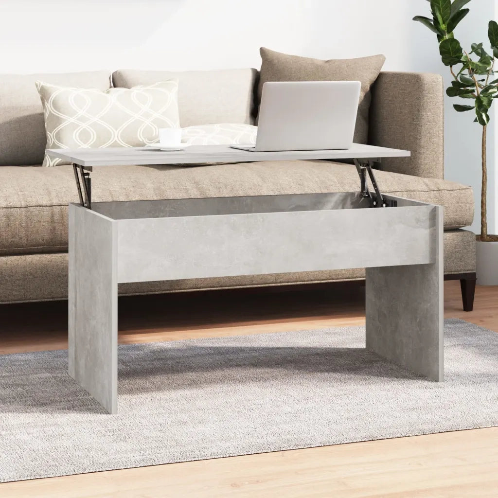Tavolino da salotto | Tavolino da caff¨¨ | Tavolino da Soggiorno Grigio Cemento 102x50,5x52,5 cm in Legno Multistrato