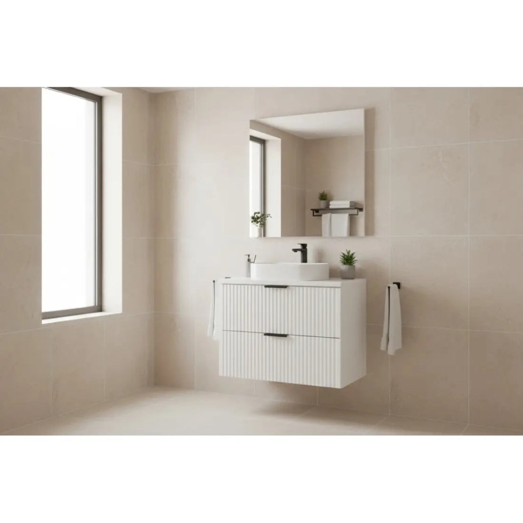 Set da bagno NOXERA 60 cm – Mobile sottolavabo sospeso bianco alpino opaco con piano per lavabo