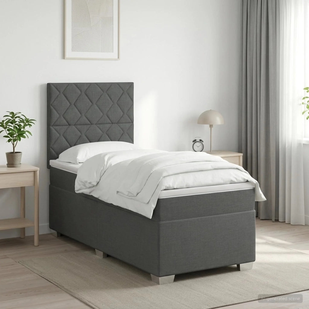 Letto con Box Spring, Materasso e LED Grigio Scuro 90 x 190 cm 3454969