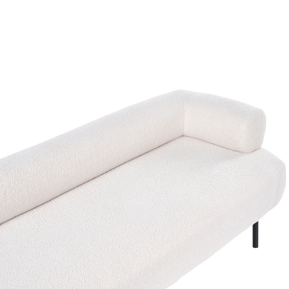 Chaise longue lato destro in tessuto bianco sporco rivestimento idrorepellente gambe in metallo design moderno per soggiorno