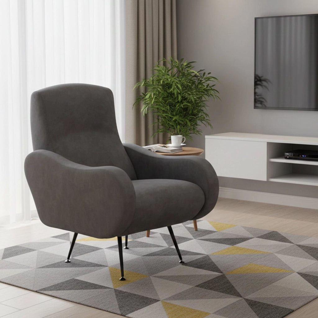 Poltroncina Lasnigo, Poltrona Braccioli Made in Italy, 70x100x98h cm Grigio