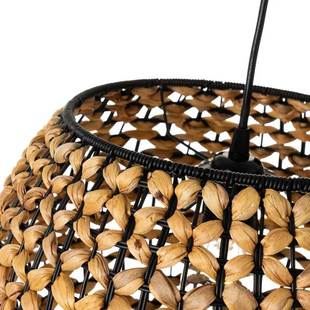 Lampadario Sospensione Design Moderno Lampada Paralume Fibra Naturale 35 cm