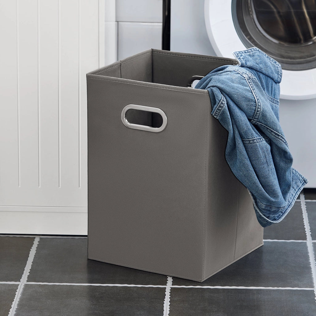 Mobile Lavanderia Con Cesto Portabiancheria Apribile, Cesto Portabiancheria Con Un Cassetto, Mobiletto Bagno Bianco 40x39x86cm BZR110-W SoBuy