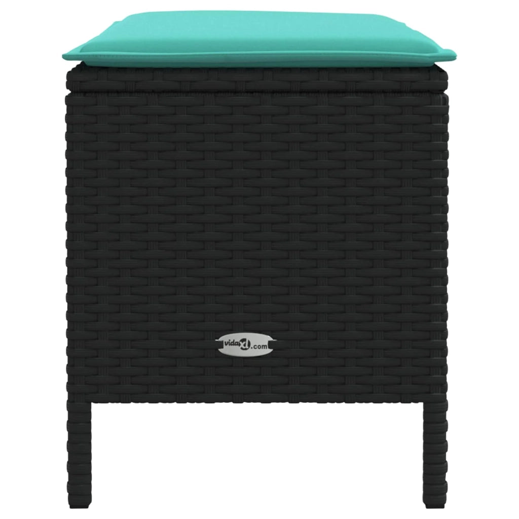 Sedia da giardino-Poggiapiedi da Giardino Nero e Turchese 80 x 38 x 42 cm