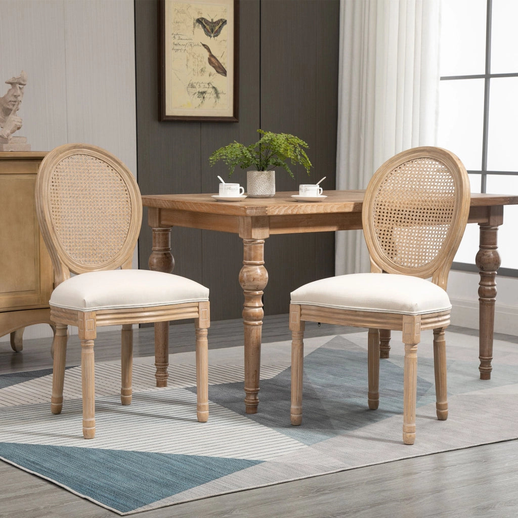 Set 2 Sedie Imbottite 49x56x96 cm in Legno e Tessuto Bianche
