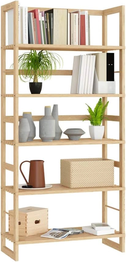 Set 2x Scaffale da bagno in Legno 5 Ripiani Mobiletto Cantina 135,5x58x27cm Libreria Salvaspazio Portaoggetti