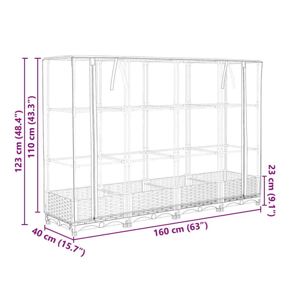 vidaXL Letto Rialzato con Copertura Serra Effetto Rattan 160x40x123 cm