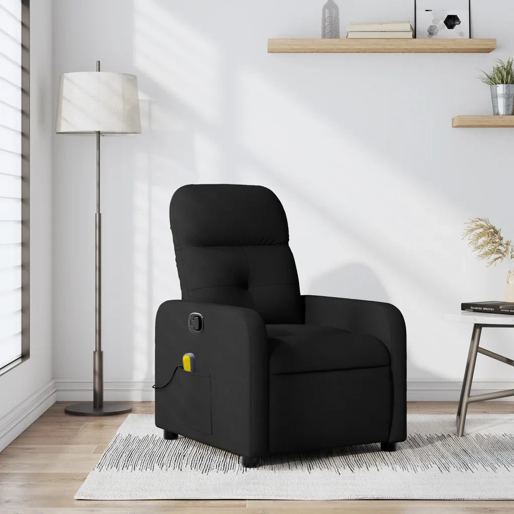Divano Sedia-Poltrona reclinabile massaggiante in Tessuto Nero 392896