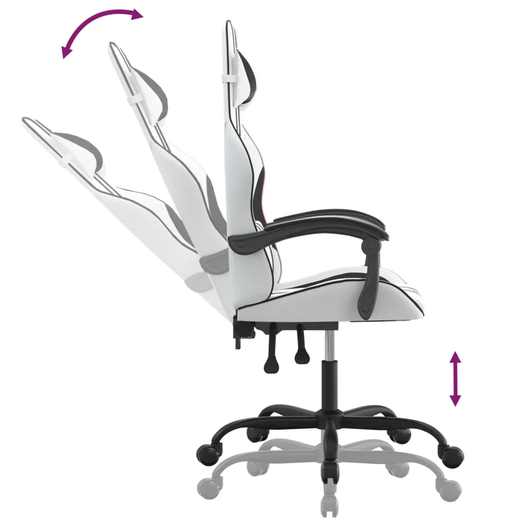 Sedia da Gaming Bianco e Nero in Similpelle 3143828