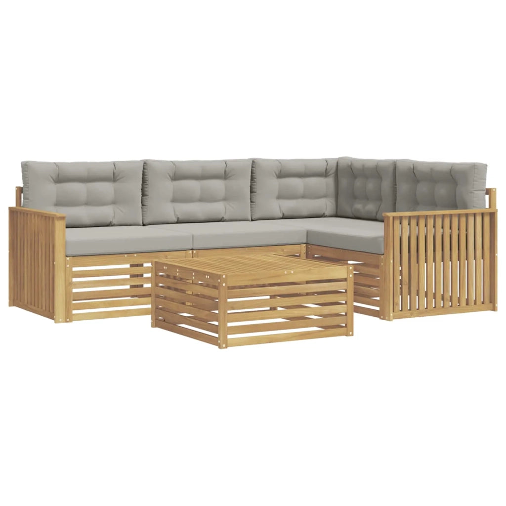 Set di divani da esterno 5 pcs Bianco e Grigio Chiaro 3390441