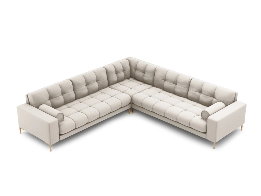 Cosmopolitan Design - Divano angolare reversibile "Bali" 6 posti in tessuto strutturato beige 