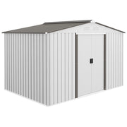 Casetta da Giardino in Acciaio con Porte Scorrevoli ¨C zephmum ¨C Argento 277x195x192 cm