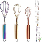 Set di 3 Fruste in Acciaio Inossidabile, Frusta d'Oro da 20 cm, Frusta in Oro Rosa da 25 cm, Frusta a Raggi d'Arco da 30 cm, Set di Fruste a Filo per la Cucina (Lotto di 3)