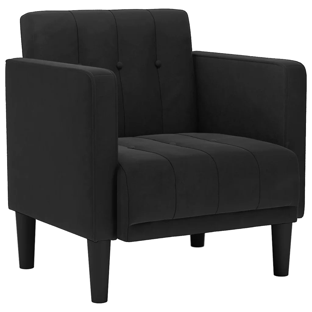 Divano Sedia con Braccioli-Poltrona-Sofa Relax Nero 53 cm in Velluto