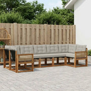 Set di divani da esterno 7 pcs Naturale e Grigio Chiaro