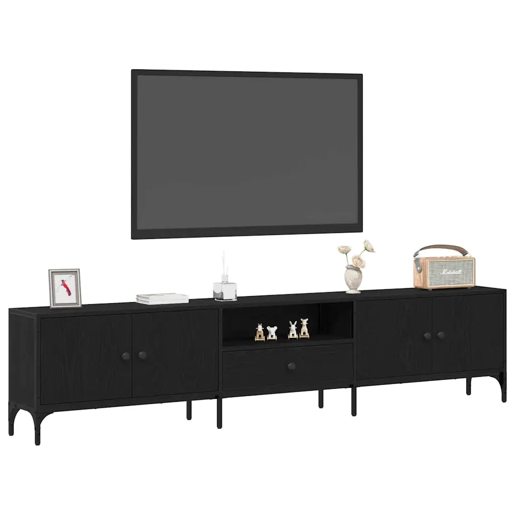Mobile TV Rovere nero 200 x 25 x 44 cm Legno multistrato 863677
