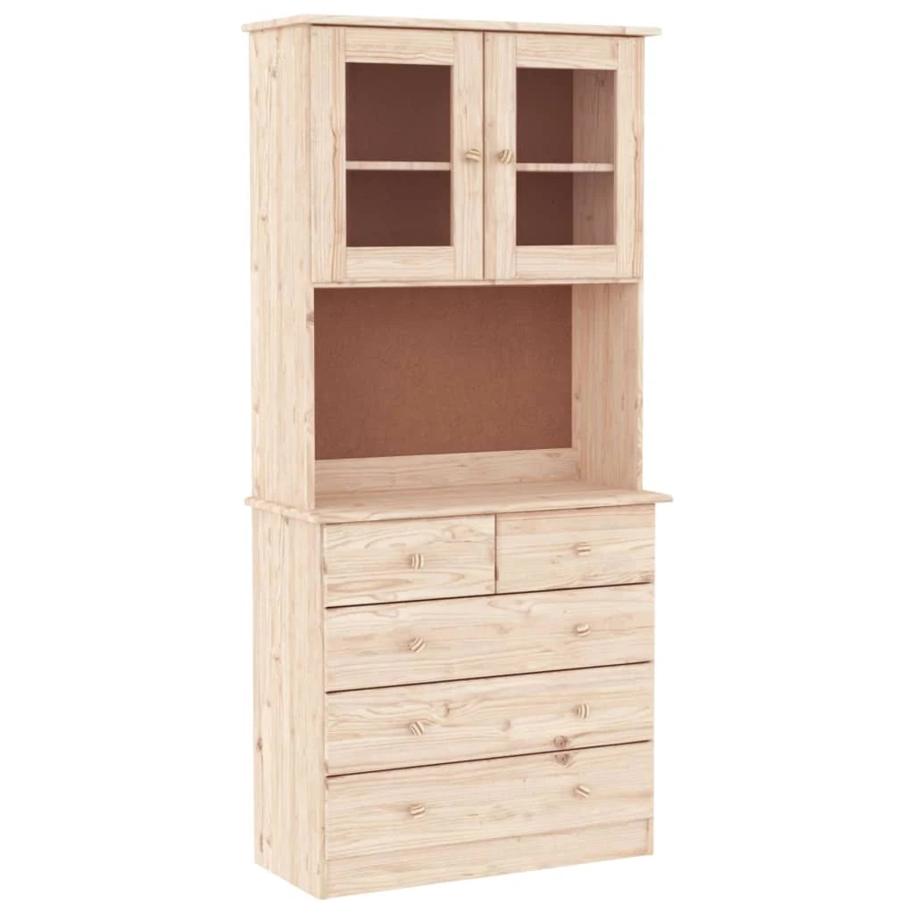 ALTA 77 x 35 x 165 cm Mobiletto in legno massello di pino marrone cassettiera mobile contenitore organizer per cucina/soggiorno 02_0029673