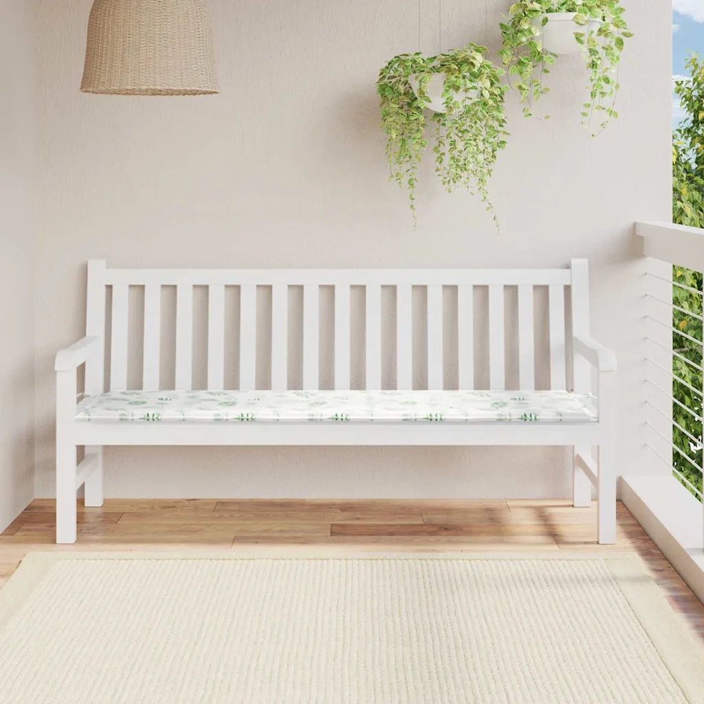 vidaXL Cuscino per Panchina da Giardino Bianco e verde 180 x 50 x 4 cm
