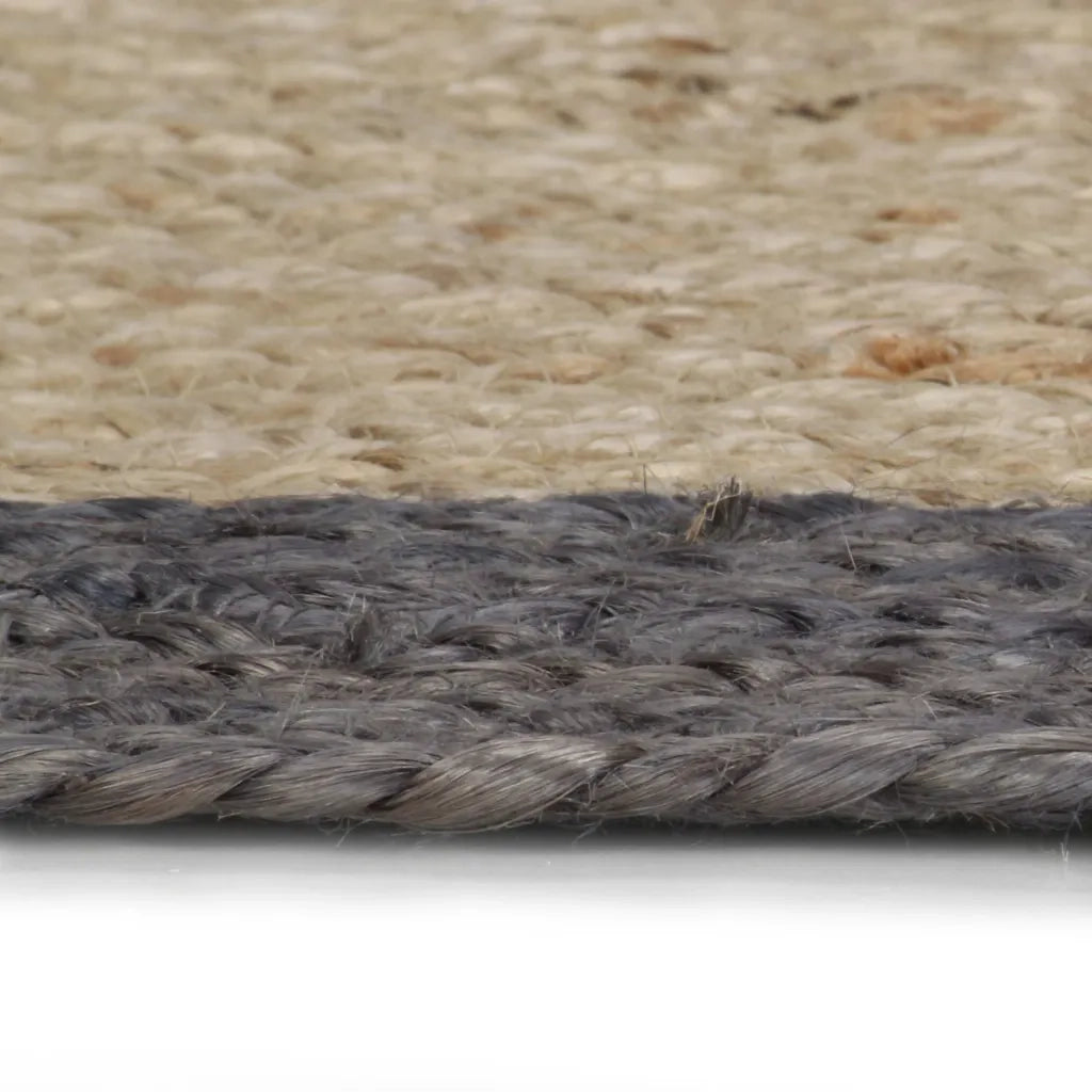 Tappeto Lavorato a Mano in Juta con Bordo Grigio Scuro 90 cm cod mxl 64837