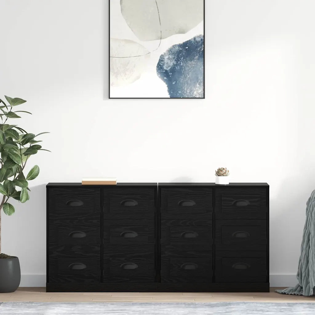 Credenza | Sideboards con cassetto 2 pcs Rovere Nero 70 x 35,5 x 67,5 cm