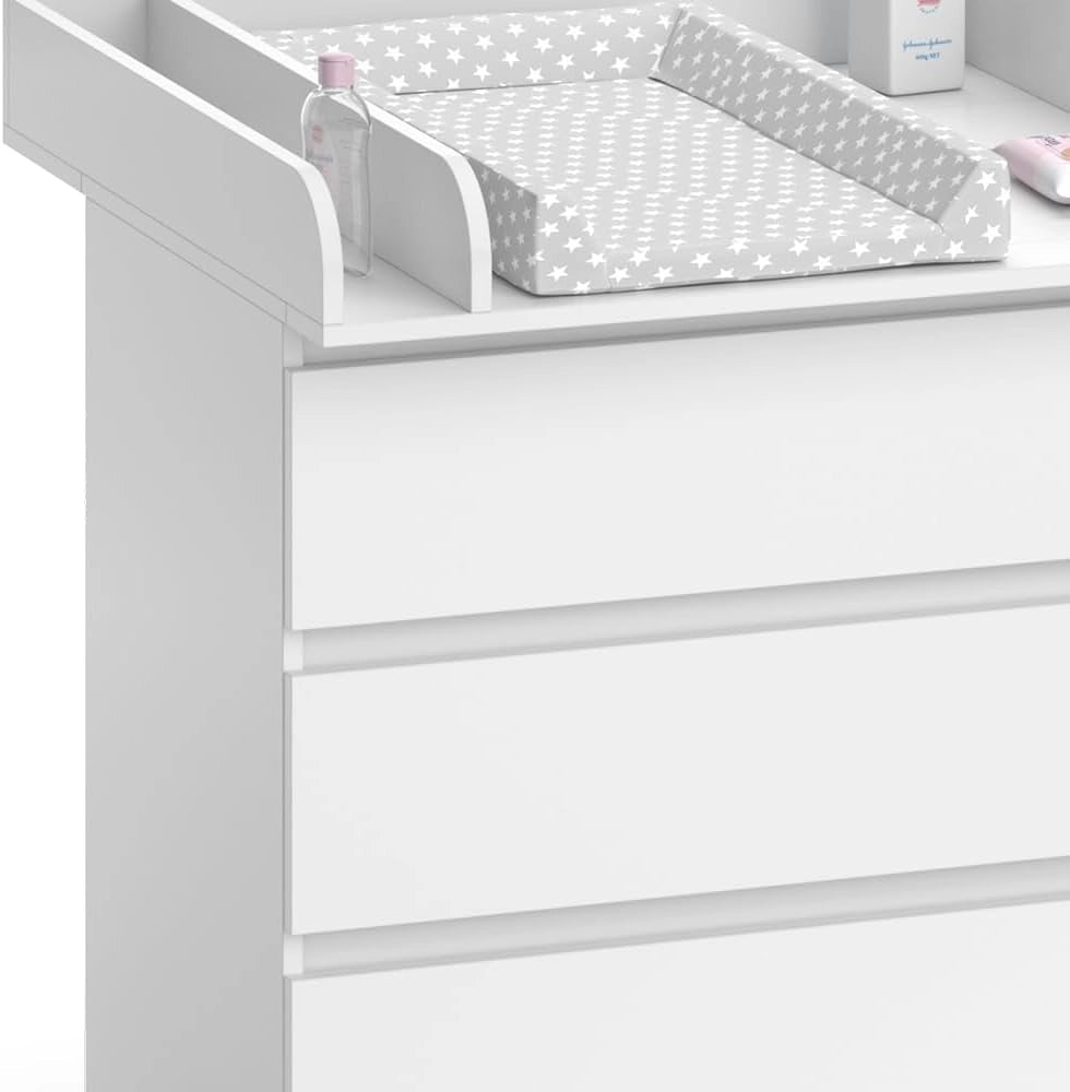 Fasciatoio Emma, Bianco, 80 x 85.4 cm con 3 cassetti