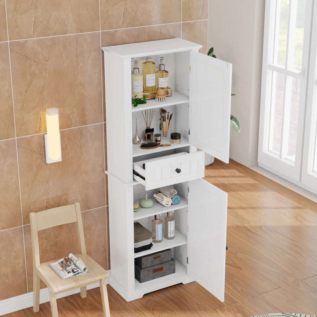 Armadietto Bagno con Cassetto ¨C MINIMAL ¨C Bianco, 56x28x167 cm