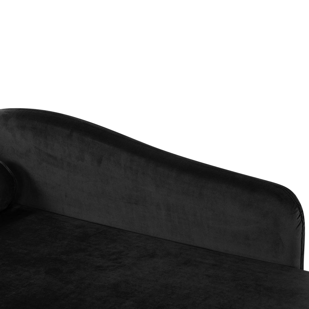 Chaise longue Rivestimento in velluto Nero con contenitore a versione sinistra con supporto