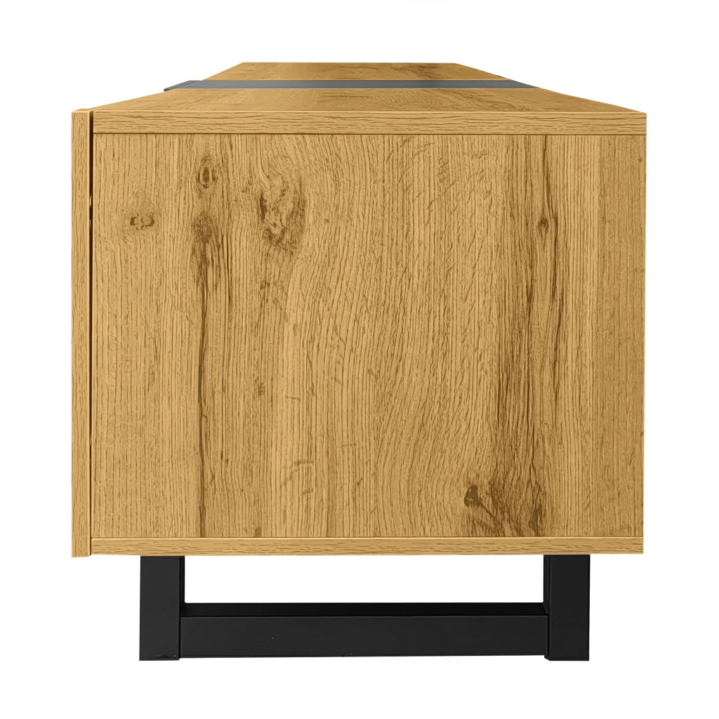 Mobile TV a 3 Ante e 2 Ripiani ¨C MINIMAL ¨C Legno Retro, Gambe in Metallo