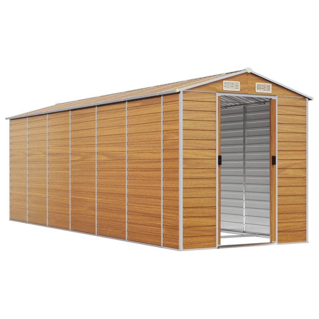 Casetta da giardino cabina ripostiglio casetta da esterno robusta casetta per attrezzi colore chiaro 191 x 555 x 198 cm acciaio zincato marrone 02_0022293